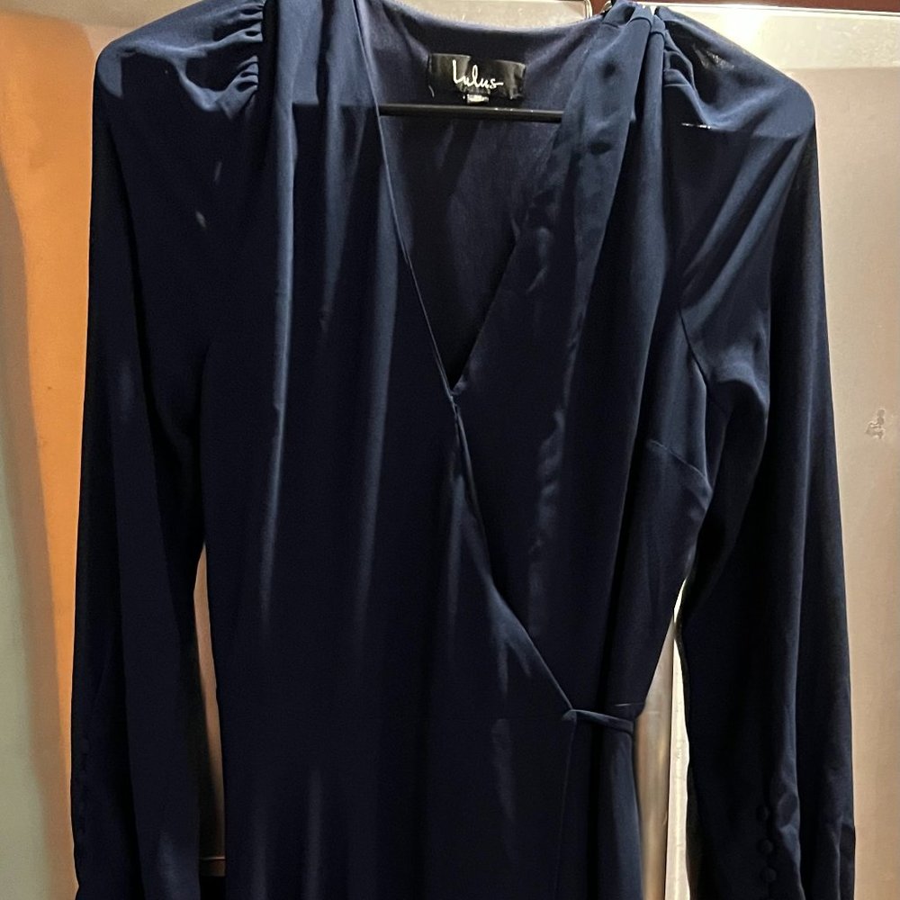 Lulus long navy wrap dress